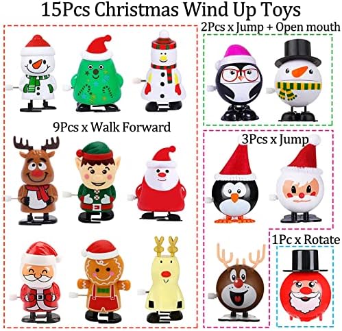 Eboozone 15 חבילה צעצועים לחג המולד, צעצועי גרב לחג המולד צעצועים מגוון לילדים למסיבות נשים