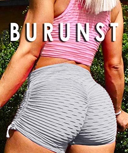 מכנסיים קצרים במותניים גבוהות של Burunst הרמת מכנסיים קצרים של יוגה לנשים המריצות מכנסיים קצרים