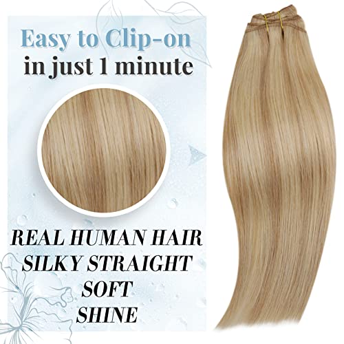 לקנות יחד לחסוך יותר מבנה בלונדינית קליפ בתוספות שיער אמיתי שיער טבעי זהב בלונד עם אור בלונד 20 אינץ 105