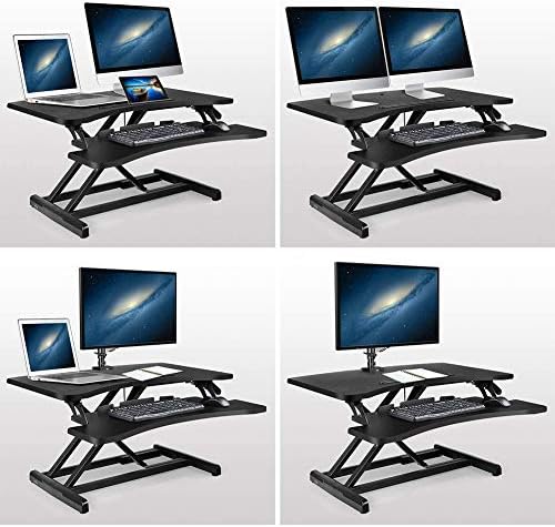 לשבת לעמוד שולחן, עומד שולחן ממיר, גובה מתכוונן שולחן מחשב מתאים צג כפול, מחשב נייד משכים תחנת עבודה