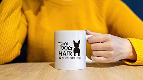 זה לא כלב שיער זה בוסטון טרייר גליטר קרמיקה ספל-11 אונקיות מצחיק כלב צללית קפה חלב תה ספל כוס, מתנות