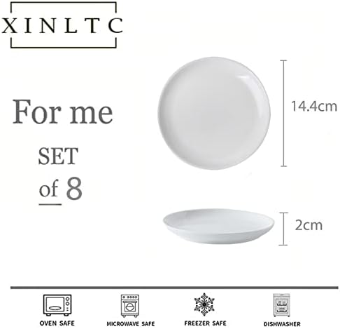 צלחות קינוח קרמיקה של XINLTC לבן, סט של צלחות מנה ראשונות קטנות, 5.6 ', צלחות קטנות לקינוח, מתאבן