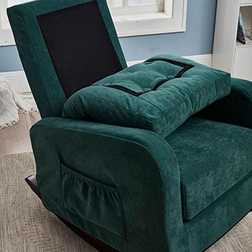 כיסא נדנדה אמצע המאה מודרני משתלת נדנדה כורסא מרופד גבוה בחזרה מבטא דאון נדנדה לסלון עתיק ירוק