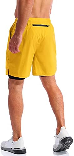 מכנסיים קצרים של פודולה 2 ב 1 מכנסיים קצרים 7 מכנסי אימון אתלטיים מהיר של חדר כושר יבש לגברים עם