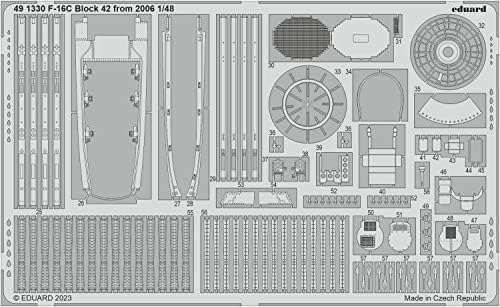 Eduard Edu491330 1/48 General Dynamics F-16C Falcon Block 42 חלקים חרוטים לדגמי פלסטיק קינטיים