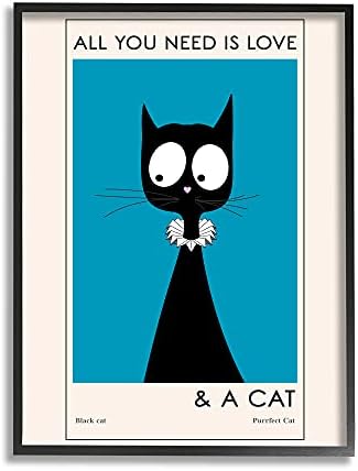 תעשיות סטופל אהבה וביטוי חתול חתול אופנה מצחיק, עיצוב מאת AYSE שחור ממוסגר קיר אמנות, 16X20, לא לבן