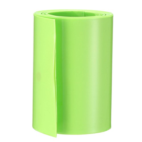 UXCell סוללה עטיפת PVC חום מכווץ צינורות 67 ממ רוחב שטוח עבור AA ספקי כוח 2 מטר אורך ירוק בהיר