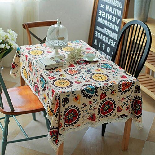 הויה בוהמי סגנון מלבן מפת שולחן פשתן תחרה שולחן בד לארוחות ערב שולחן כיסוי