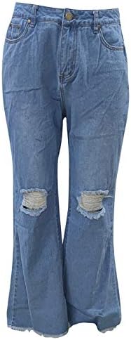 נשים בלאקי קרועות ג'ינס מתלקחות מותניים גבוהים מכנסי ג'ינס מצוידים פעמון ג'ינס מתרחב בג'ינס y2k וינטג '