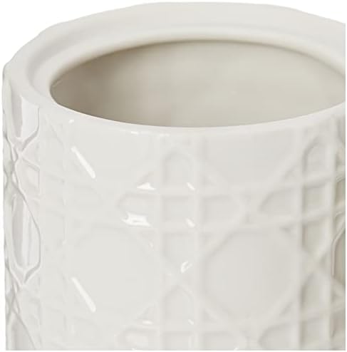 Kassatex Arn-CJ Rattan Cotton Jar, לבן