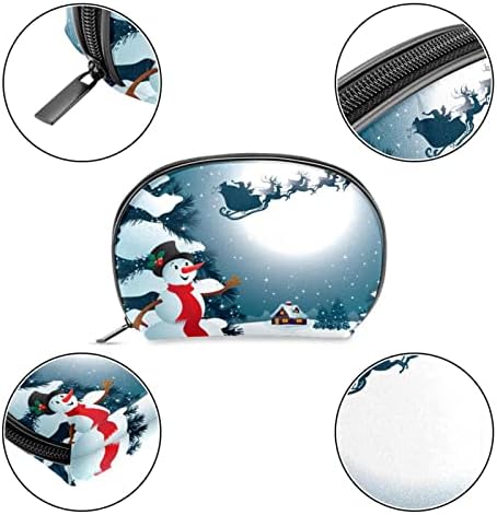 תיק טיול טיול תלייה, מארגן איפור נייד, מחזיק קוסמטיקה למברשות סט, עגלת איילים חג המולד של איש שלג מצויר