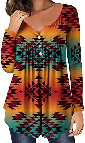 חולצות איכר נשים וינטג 'שבטי אצטק הדפס חולצות מערב