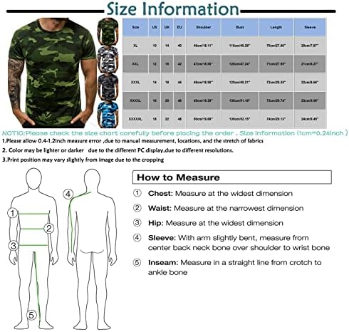 חולצת טריקו של קאם לגברים, הסוואה של שרוול קצר בכושר רגיל בכושר צבאי בסגנון צבא סגנון צוואר עגול אימון