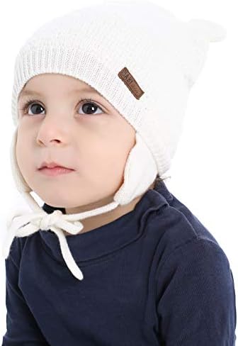 תינוק כפת כובע לחורף עם אוזן חמוד דוב ילדים פעוט בנות בני חם לסרוג כובע 0-2 שנים