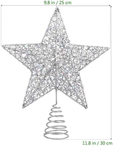 Nuobesty Decor חג המולד עץ חג המולד כוכב Topper- 25 x 30 סמ עץ נצנצים עץ טופר אורות כוכב עץ