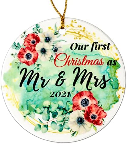 יוניקוס קישוט נשוי ראשון לחג המולד 2021 קישוט חג המולד הראשון שלנו 2021 כמו מר וגברת כלה וחתן קישוט