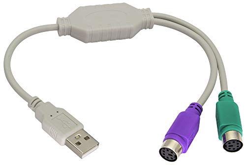 ZDYCGTIME 12 אינץ 'לבן PS/2 למתאם USB כבל ממיר עכבר מקלדת, כבל מפצל USB זכר ל- PS2 כפול, תומך
