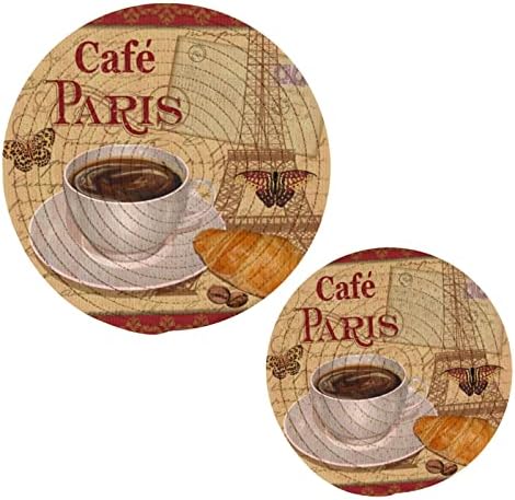 מחזיקי סיר קפה פריז לשלוש מטבח למנות חמות 2 מחצלות מחצלות עמידות בחום אריגת חוט כותנה מחזיקי סיר חמים לעיצוב