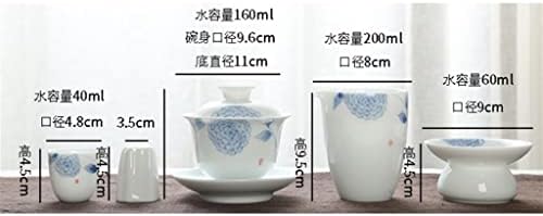 Genigw יצירתי חרסינה לבנה מצוירת ביד קונג פו סט תה מכוסה כוס תה קרמיקה כוס שלמה
