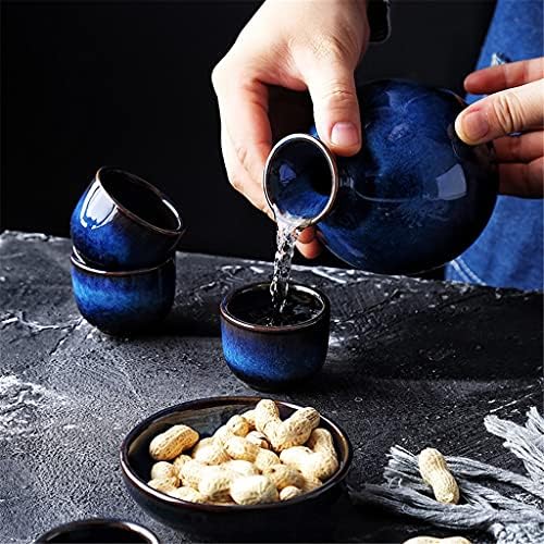 Ganfanren Blue Glaze Mini Ceramic בקבוק היפ וינטג