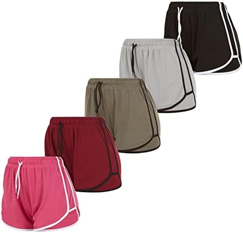 אלמנטים חיוניים מכנסיים קצרים פעילים - מכנסי כושר חדר כושר ליוגה, אימון, ריצה, אימונים 5 חבילות