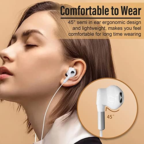 HMUSIC USB C סוג C אוזניות + אוזניות שינה קווית, קלות משקל נוח באוזן U USB C אטמי אוזניים למכשירי