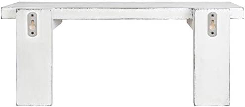 MyGift 17 אינץ 'מדפים צפים של עץ לבן וינטג', מדף תצוגת קיר תלוי דקורטיבי, סט של 2
