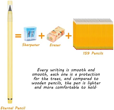 הוטוט עיפרון ללא דיו, 7 יחידות עיפרון קסם ללא דיו אינפיניטי עיפרון עם מחק לשימוש חוזר נצחי עיפרון עם 7 שפיץ להחלפה