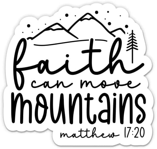 אמונה יכולה להזיז הרים מתיו 17:20 מדבקה - מדבקת מחשב נייד 3 - ויניל אטום למים לרכב, טלפון, בקבוק מים - אמונה