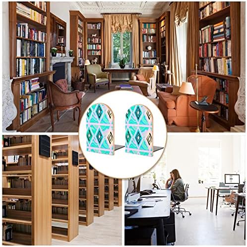 מודרני מופשט גיאומטרי סגנון עץ ספר מסתיים 2 יחידות החלקה עץ תומכי ספרים עבור בית משרד דקור כבד ספרים / תקליטורים
