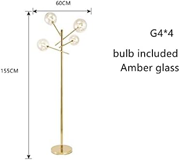 N/A מנורת רצפה G4 מנורות רצפה זכוכית ענבר עומדת צל זכוכית בצל מתכת בסיס מתכת עמידה מנורה פינתית מתקן