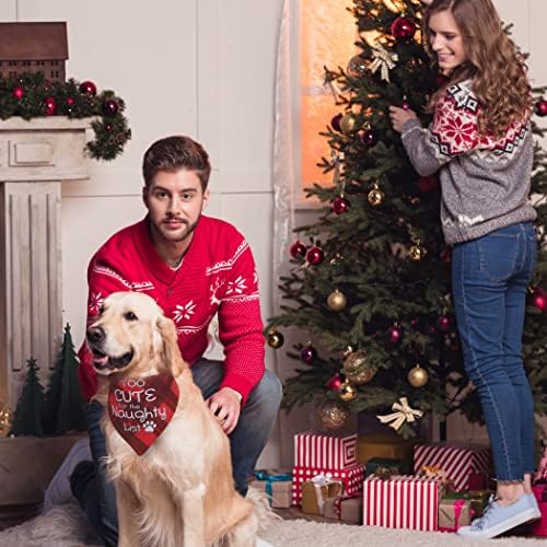 כלב חג המולד של ארוס בנדנות מצחיקות, צעיף חג המולד של כלב 2 חבילות, חיות מחמד עיצוב משובץ חג