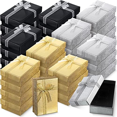 36 יחידות קופסא מתנה לתכשיטים סט קופסאות תכשיטים מנייר קרטון אריזת קופסאות מתנה קטנות ריקות עם מכסים סרט קשת