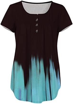נשים של חולצות מקרית דפוס הדפסת רופף קצר שרוול הנלי צווארון קומפי מפנק יומי טוניקת חולצות