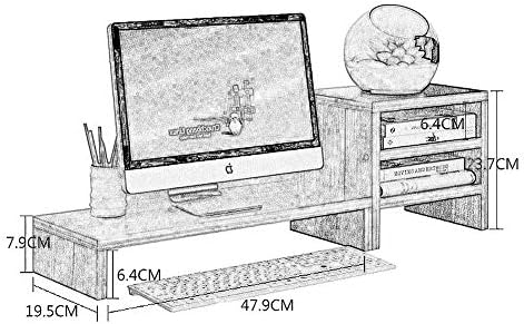 רב תכליתי משרד צג משכים, מתכוונן מחשב צג סטנד מארגן שולחן עם מגירה, 2 שכבות צג סטנד יציב-לא