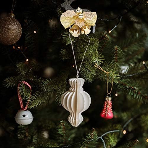6 יחידות חג המולד עץ קשתות קטן זהב בד קשת עם צליל פעמון חג המולד עץ תליית תליון לחג חג המולד המפלגה