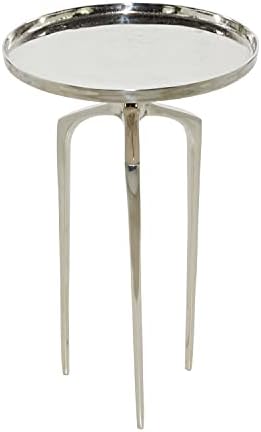 מגש אלומיניום דקו 79 בהשראת שולחן מבטא עליון עם 3 רגלי חצובה, 16 איקס 16 איקס 25, כסף