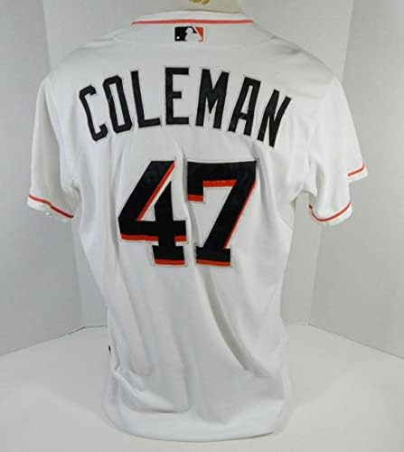 מיאמי מרלינס קולמן 47 משחק נעשה שימוש בג'רזי לבן DP13786 - משחק משומש גופיות MLB