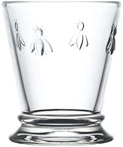 לה רוצ ' ר נפוליאון כוסות דבורים סט של 6-10 עוז / כוס זכוכית שקופה עם עיצוב מובלט של דבורה צרפתית