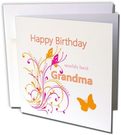 3תמונת רוז של עולמות יום הולדת שמח הסבתא הטובה ביותר עם פריחה-כרטיס ברכה, 6 איקס 6, רווק