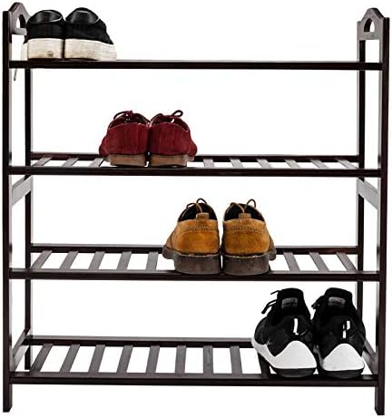 במבוק 4-שכבת נעליים מדף נעליים מארגן מארגן נעליים לארגון נעליים לכניסה, מסדרון וארון, 68 x 25 x 73 סמ