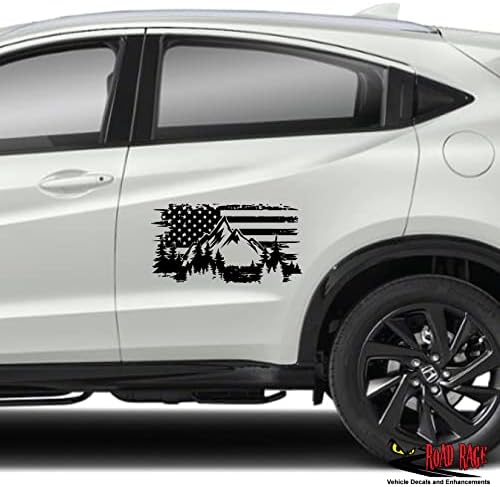 דגל אמריקאי עם מדבקות מכוניות של הרים - מדבקות בהתאמה אישית של דגים רעים - מדבקה חמודה ומצחיקה