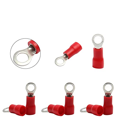 פילקט 1000 יחידות AWG16-14 מסופי טבעת מבודדים מחברי M4 מסופי טבעת מחברי מלחץ חוט חשמלי אדום