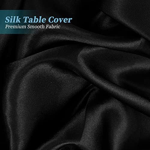 REWOMC 5 חבילה שחור סאטן שולחן שולחן שולחן כיסוי כיסוי כיסוי שולחן סליק בהיר פרימיום פרמיום בד