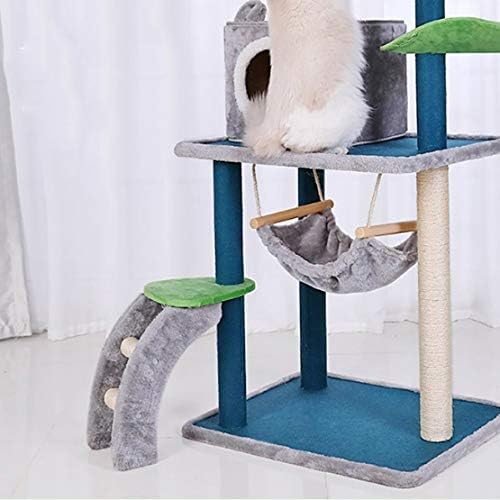 Twddyc חתולים רב-מפלסים עץ מגדל צעצועים בית דירה לחתולים חתלתול סיסל מגרדים עמודים עץ חתולים יציב מוצק עם מיטת