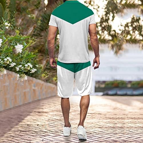 חולצת טי קצרה של שרוול קצר של שרוול ומכנסיים קצרים סט קיץ 2 תלבושת תלבושת חליפות מחסן גברים ירוק