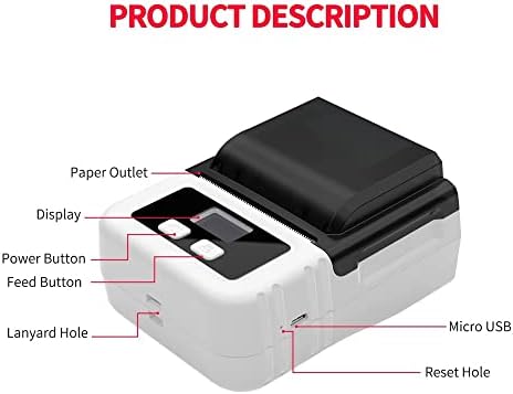 מדפסת כף יד TWDYC מדפסת כף יד תמיכה במדפסת תווית 20-50 ממ רוחב נייר מרובה הדפס שפה שימוש עם אפליקציה