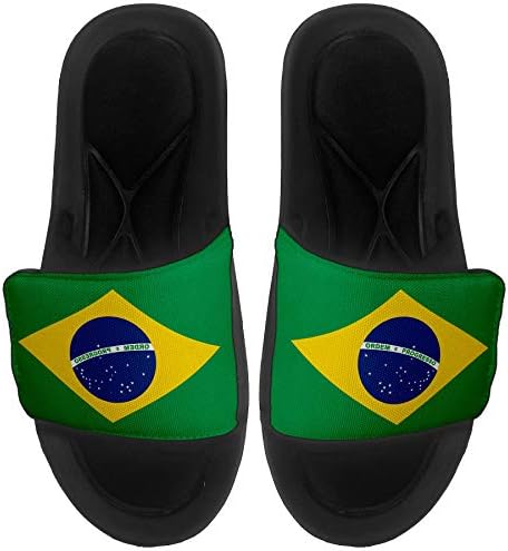 ExpressItbest מרופד סנדלים/שקופיות לגברים, נשים ונוער - דגל ברזיל - דגל ברזיל