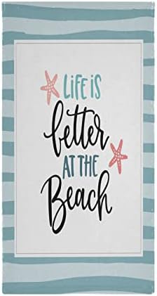 החיים טובים יותר בחוף אמבטיה מגבות ידיים קיץ ים כחול פסים מטבח מטבח מגבת אצבעות אורח מגבות אורח מטליות