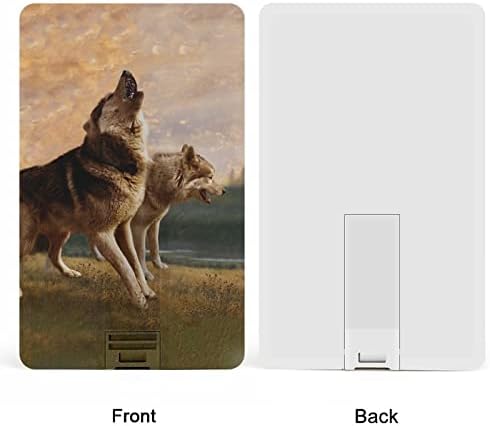 כרטיס אשראי של Sunset Wolf Card USB פלאש מזיכרון מותאם אישית מקל אחסון מקש כונן 32 גרם